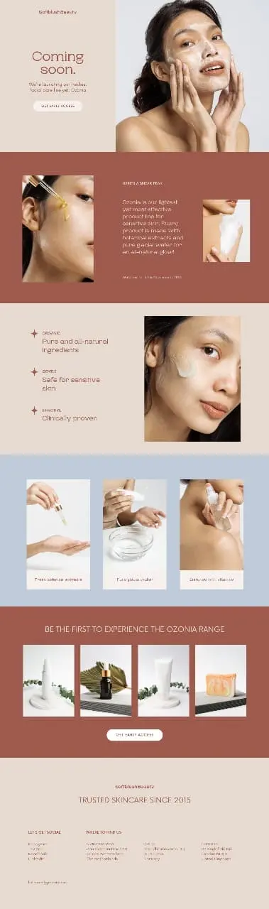 Visually appealing e-commerce web design for premium skincare and cosmetic brands,